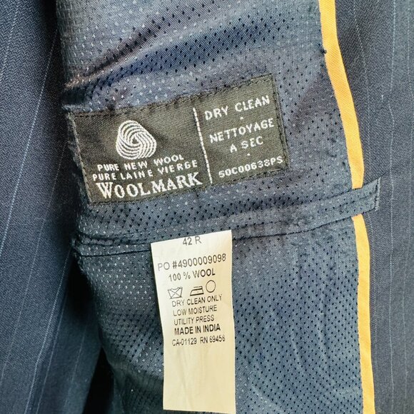 Michael Michael Kors 2 pc suit 42R Blazer 36 X 28 Trousers blue striped wool - Picture 11 of 12